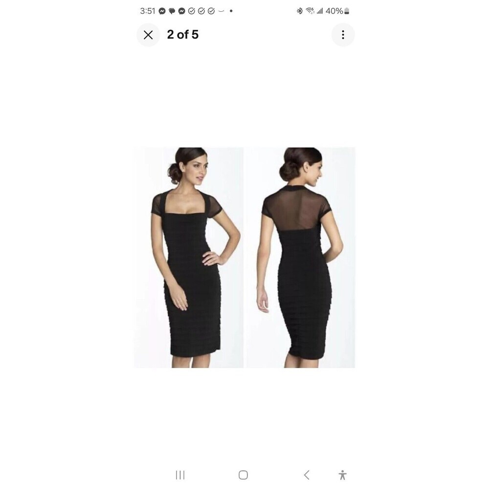 Maggy London Dress Womens 8 Black Sheath Mobwife Tiered Little Black Dress Sexy